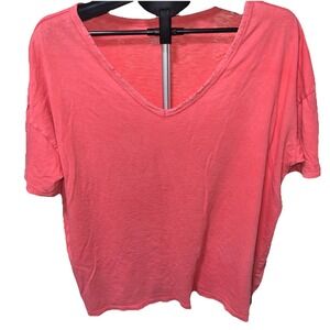 Aerie Women's Short Sleeve Oversized V Neck T Shirt Size XL Coral